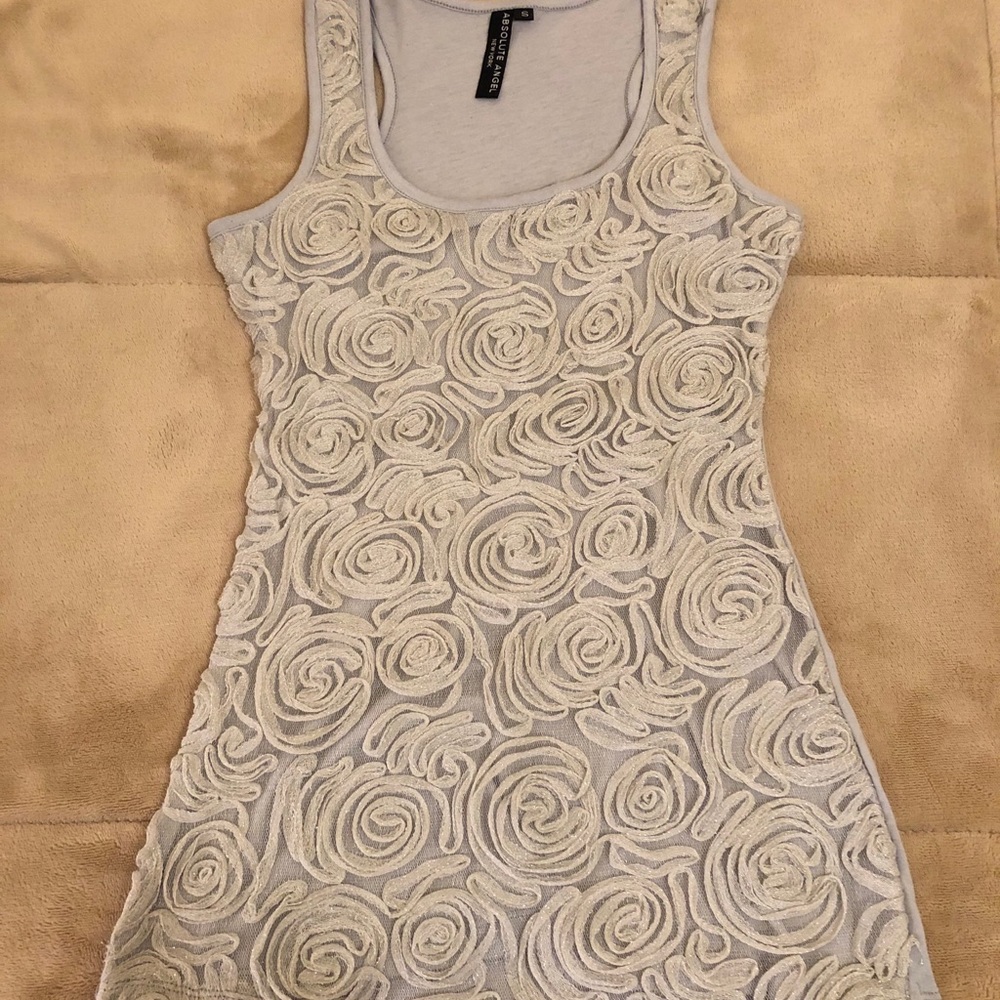 Purplish/Grey Tulle Rose Design Tank Top